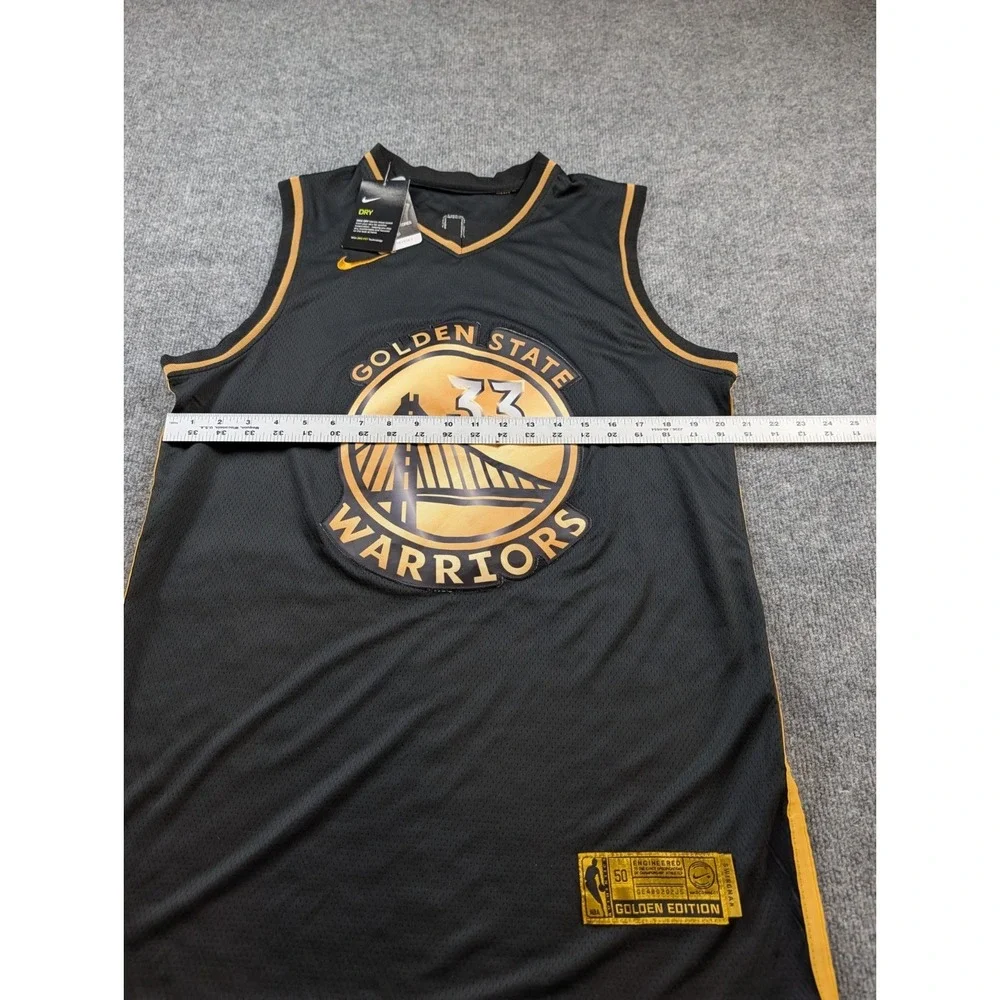 Nike Golden State Warriors Wiseman Jersey 33 Black Gold Swingman Men's 50 NWT